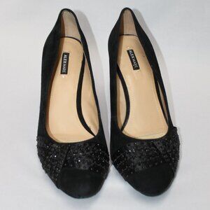 Alex Marie Suede Leather Black Wedges